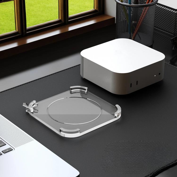For Mac Mini M4/M4 Pro Acrylic Anti-Slip Desktop Stand Holder Secure Base - Transparent