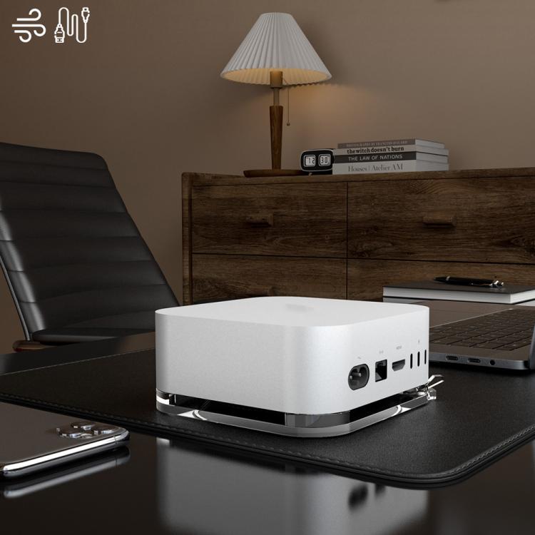 For Mac Mini M4/M4 Pro Acrylic Anti-Slip Desktop Stand Holder Secure Base - Transparent