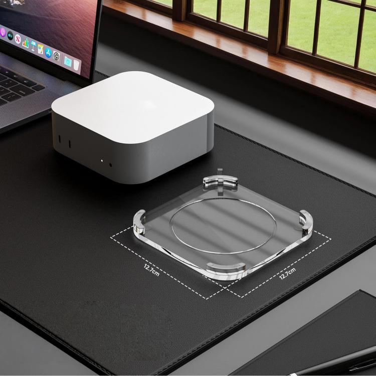 For Mac Mini M4/M4 Pro Acrylic Anti-Slip Desktop Stand Holder Secure Base - Transparent