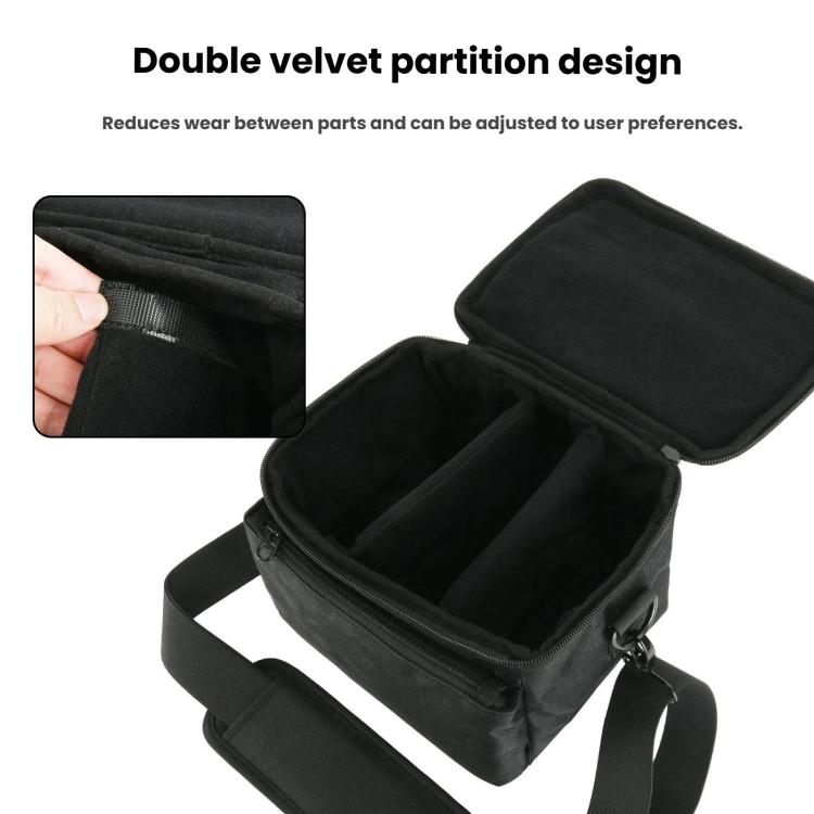 Universal DSLR Camera Bag Portable Shoulder Messenger Bag With Double Plush Dividers - Black