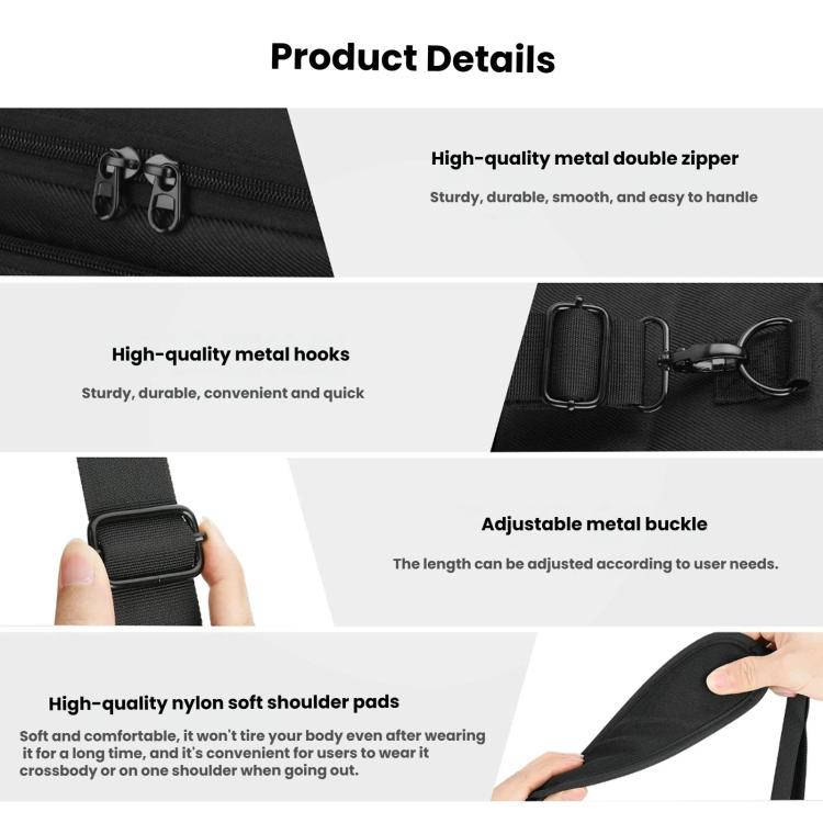 Universal DSLR Camera Bag Portable Shoulder Messenger Bag With Double Plush Dividers - Black