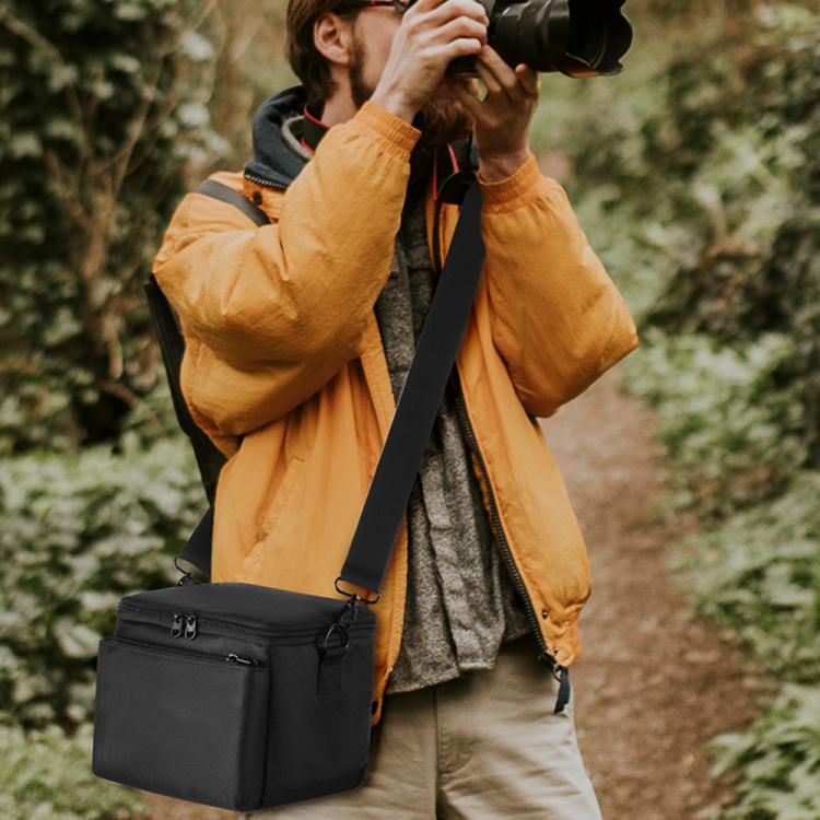 Universal DSLR Camera Bag Portable Shoulder Messenger Bag With Double Plush Dividers - Black