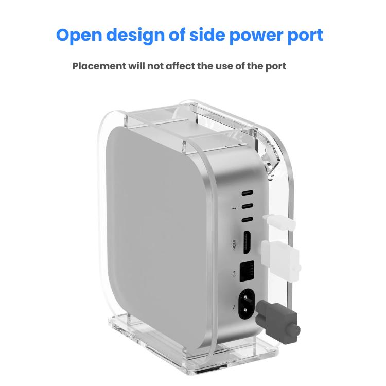 For Mac Mini M4 2024 Vertical Acrylic Desktop Stand Anti-Slip Storage Holder - Transparent