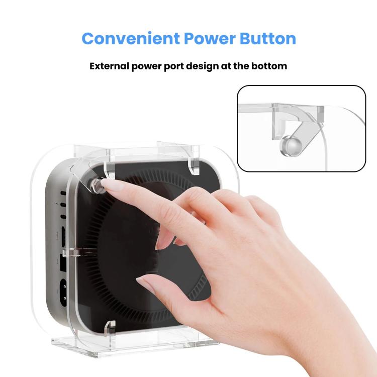 For Mac Mini M4 2024 Vertical Acrylic Desktop Stand Anti-Slip Storage Holder - Transparent