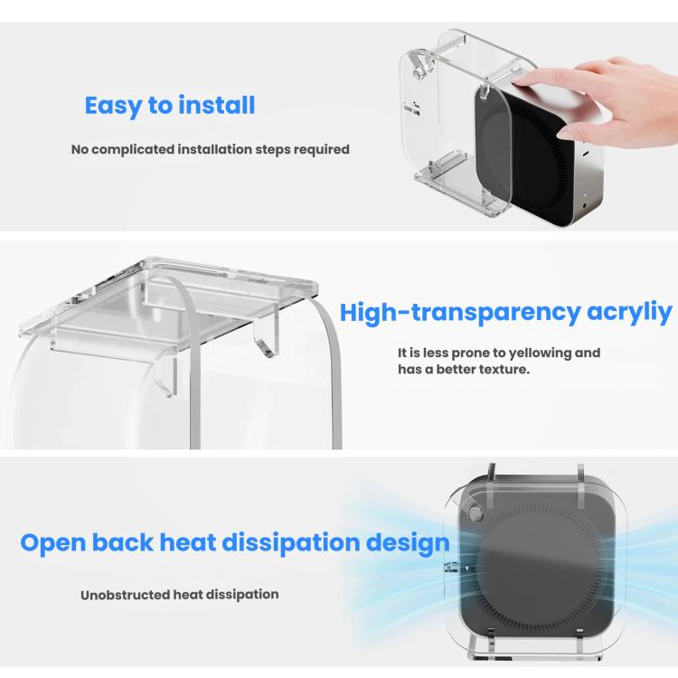 For Mac Mini M4 2024 Vertical Acrylic Desktop Stand Anti-Slip Storage Holder - Transparent