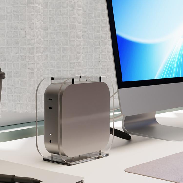 For Mac Mini M4 2024 Vertical Acrylic Desktop Stand Anti-Slip Storage Holder - Transparent