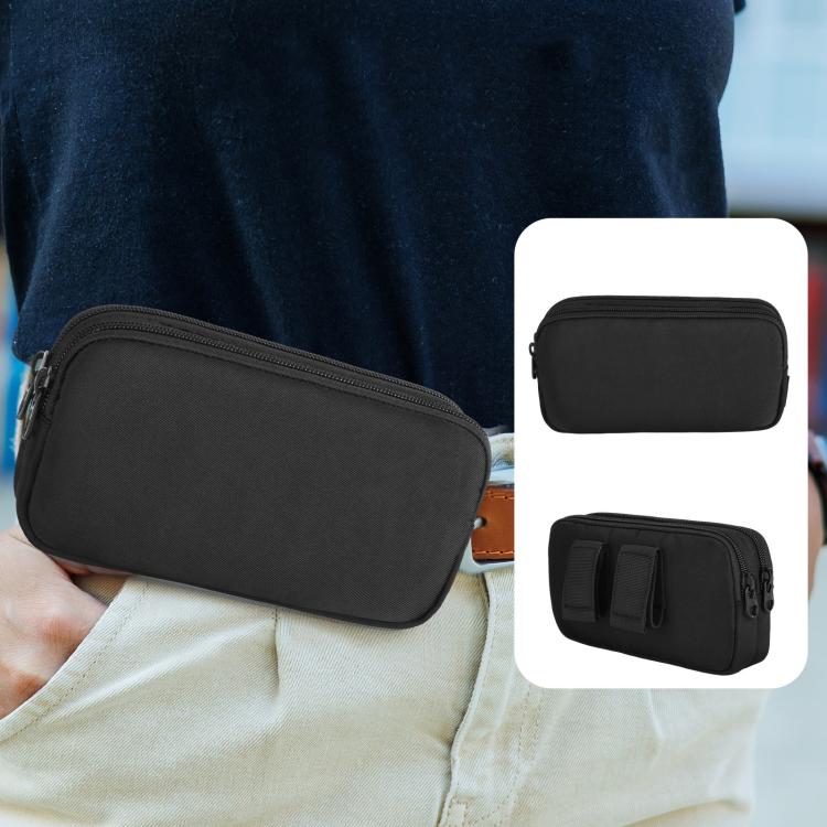 Double Phone Waist Bag 2-Cellphone Fanny Pack For Hiking Running Travel - Black