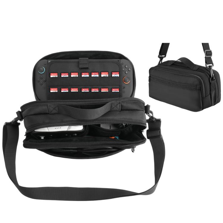 Carrying Case for Nintendo Switch 1 / 2 Protective Messenger Bag with Padded Compartment for Console, Controllers, and Accessories - Black