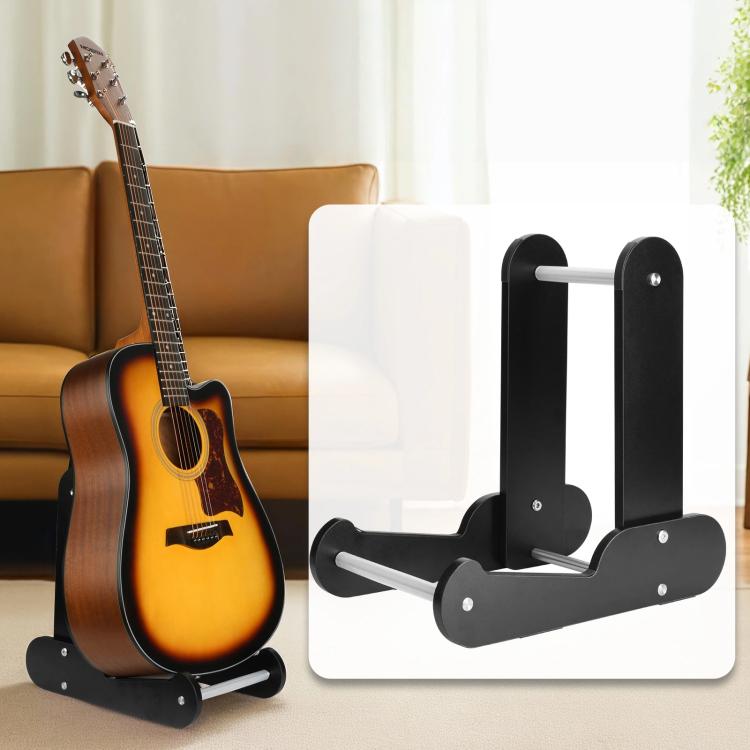 Wooden Vertical Guitar Stand for 39-41 Inch Electric, Acoustic, and Classical Guitars Storage and Display Holder - Black
