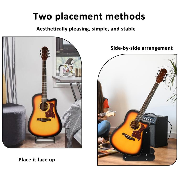 Wooden Vertical Guitar Stand for 39-41 Inch Electric, Acoustic, and Classical Guitars Storage and Display Holder - Black