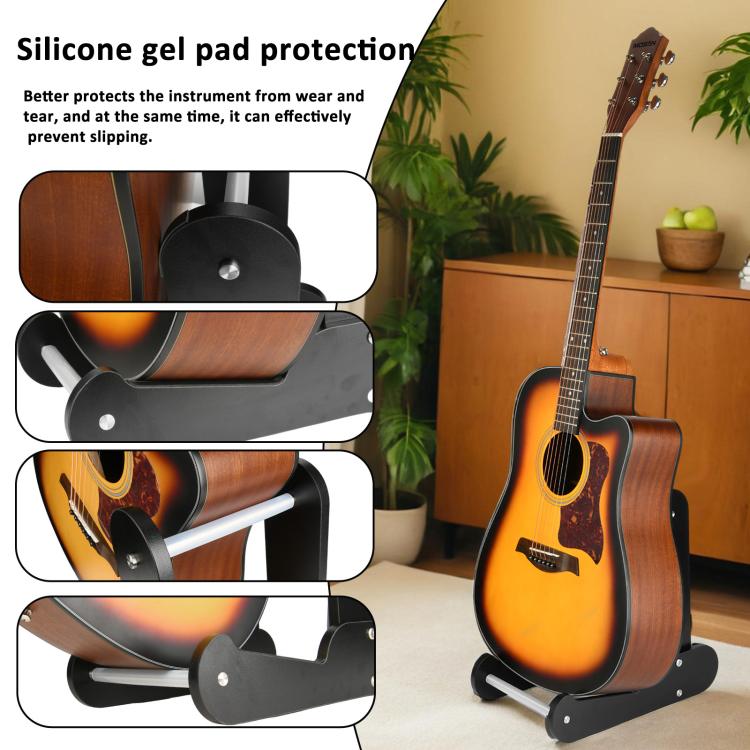 Wooden Vertical Guitar Stand for 39-41 Inch Electric, Acoustic, and Classical Guitars Storage and Display Holder - Black