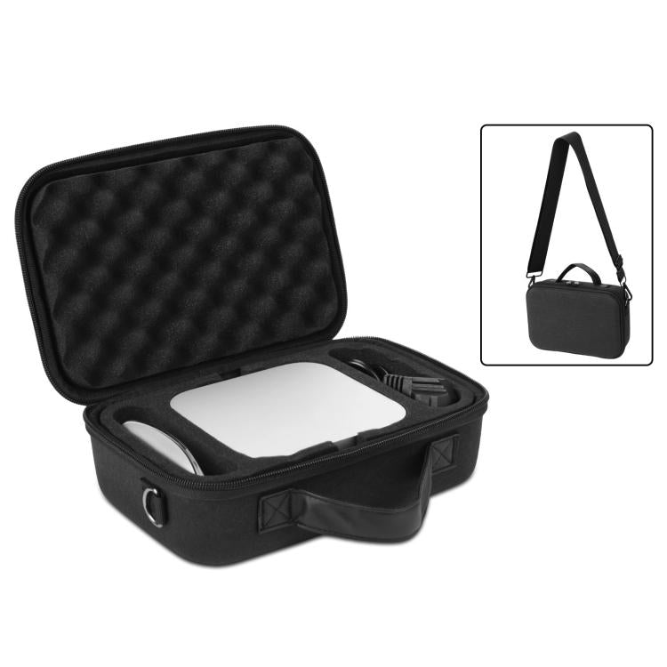 For Mac Mini M4 / M4 Pro 2024 Hard Shell EVA Carrying Case Portable Shoulder Messenger Bag - Black