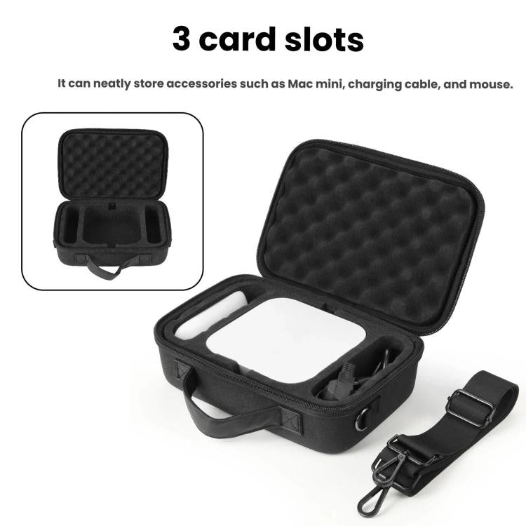 For Mac Mini M4 / M4 Pro 2024 Hard Shell EVA Carrying Case Portable Shoulder Messenger Bag - Black