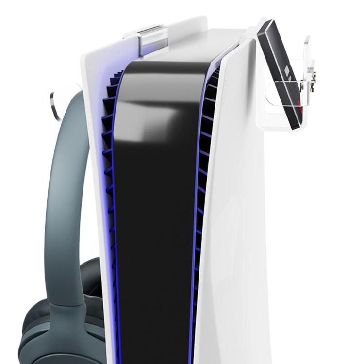 For PS5 Console Acrylic Overhead Hanger Dual Hook for Controller, Headset, and Hard Drive Storage - Clear