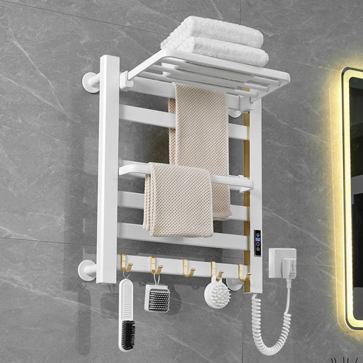 Smart Touchscreen Display Electric Heated Towel Rack Bathroom Drying Rack, Size: Medium Platinum Right Wiring
