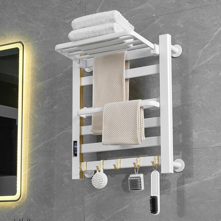 Smart Touchscreen Display Electric Heated Towel Rack Bathroom Drying Rack, Size: Medium Platinum Left Wiring