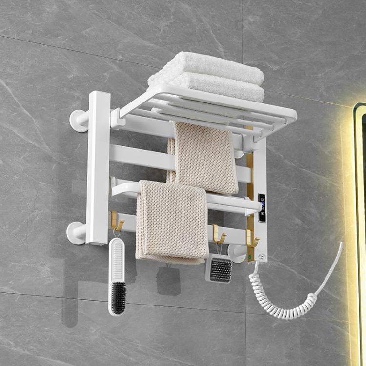 Smart Touchscreen Display Electric Heated Towel Rack Bathroom Drying Rack, Size: Small Platinum Right Wiring