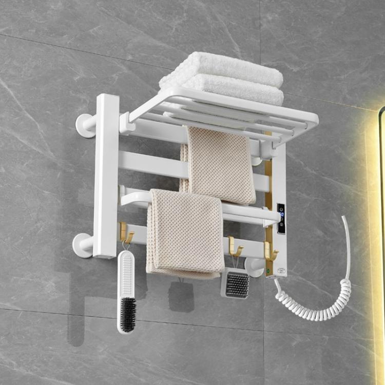 Smart Touchscreen Display Electric Heated Towel Rack Bathroom Drying Rack, Size: Small Platinum Right Wiring