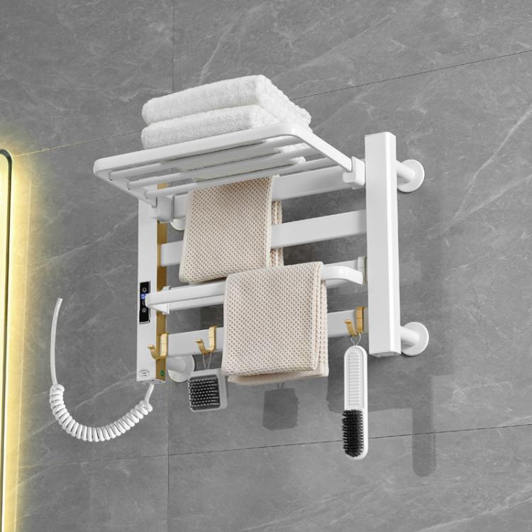 Smart Touchscreen Display Electric Heated Towel Rack Bathroom Drying Rack, Size: Small Platinum Left Wiring