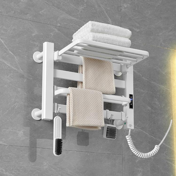 Smart Touchscreen Display Electric Heated Towel Rack Bathroom Drying Rack, Size: Small White Right Wiring