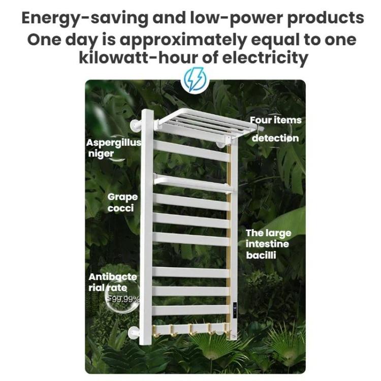 Smart Touchscreen Display Electric Heated Towel Rack Bathroom Drying Rack, Size: Large White Left Wiring