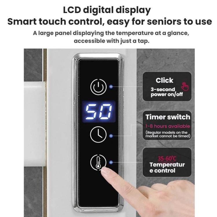 Smart Touchscreen Display Electric Heated Towel Rack Bathroom Drying Rack, Size: Medium Platinum Right Wiring
