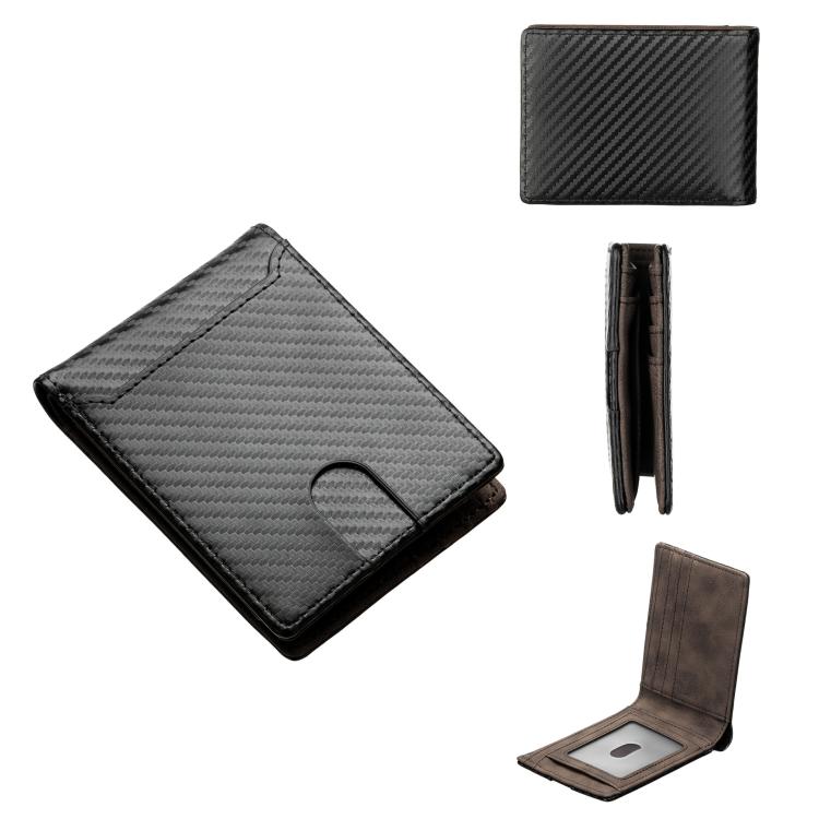 Baellerry D5125 Carbon Fiber Pattern Short Men Wallet Multi-Card Holder Minimalist Bi-Fold Card Case