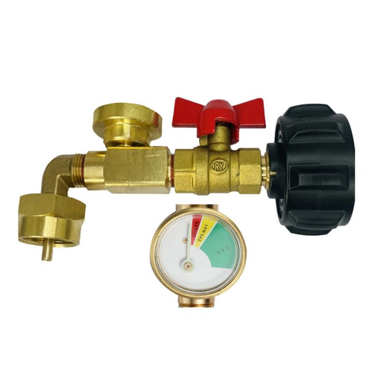 Propane Tank Refill Adapter With Luminous Gauge And Valve Gas Cylinder Filling Connector - Yellow