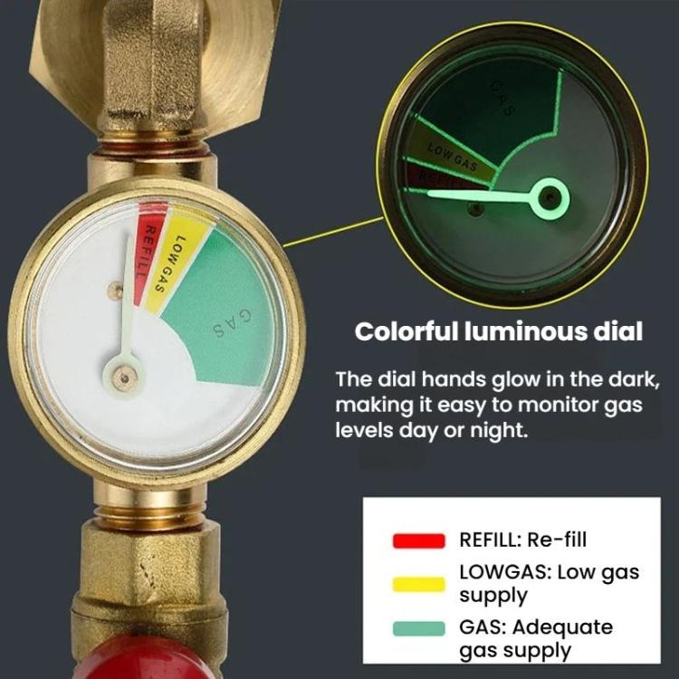 Propane Tank Refill Adapter With Luminous Gauge And Valve Gas Cylinder Filling Connector - Yellow
