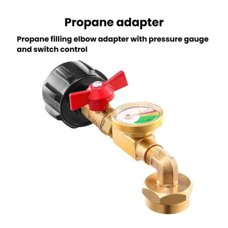 Propane Tank Refill Adapter With Luminous Gauge And Valve Gas Cylinder Filling Connector - Yellow