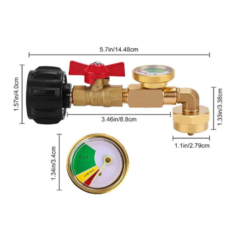 Propane Tank Refill Adapter With Luminous Gauge And Valve Gas Cylinder Filling Connector - Yellow