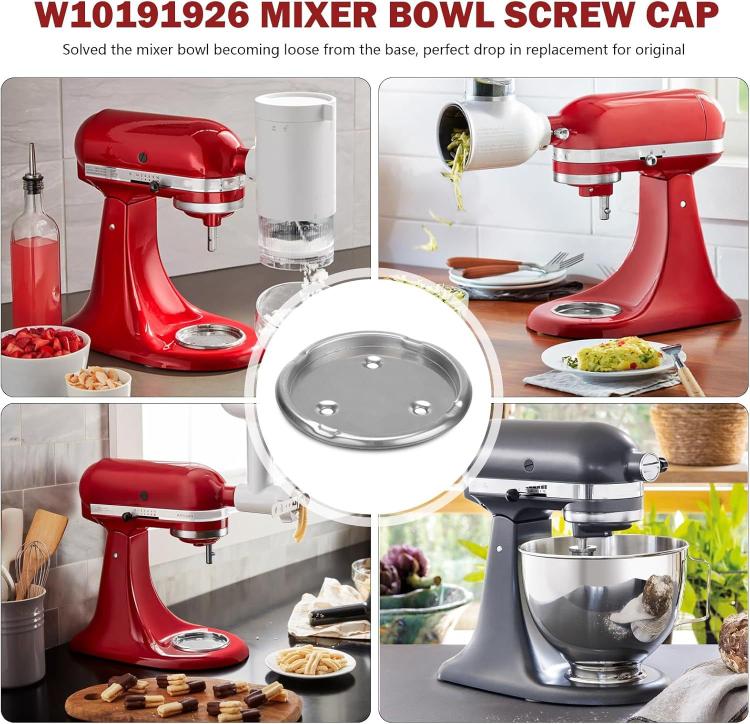 W10191926 Mixer Bowl Screw Cap Replacement For KitchenAid, Whirlpool, Kenmore 5QT Stand Mixers - Natural Color