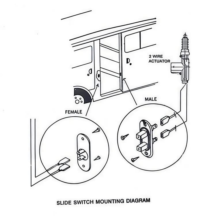 Automotive Universal Push-pull Sliding Door Lock Contact Electrode Switch - Black