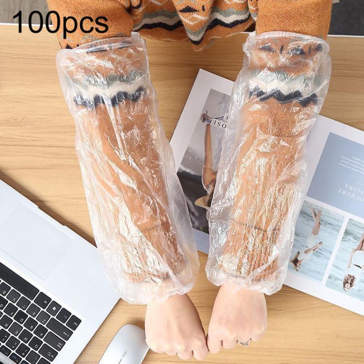 100pcs Disposable Waterproof & Oil-Proof Sleeve Covers Kitchen Plastic Arm Sleeves