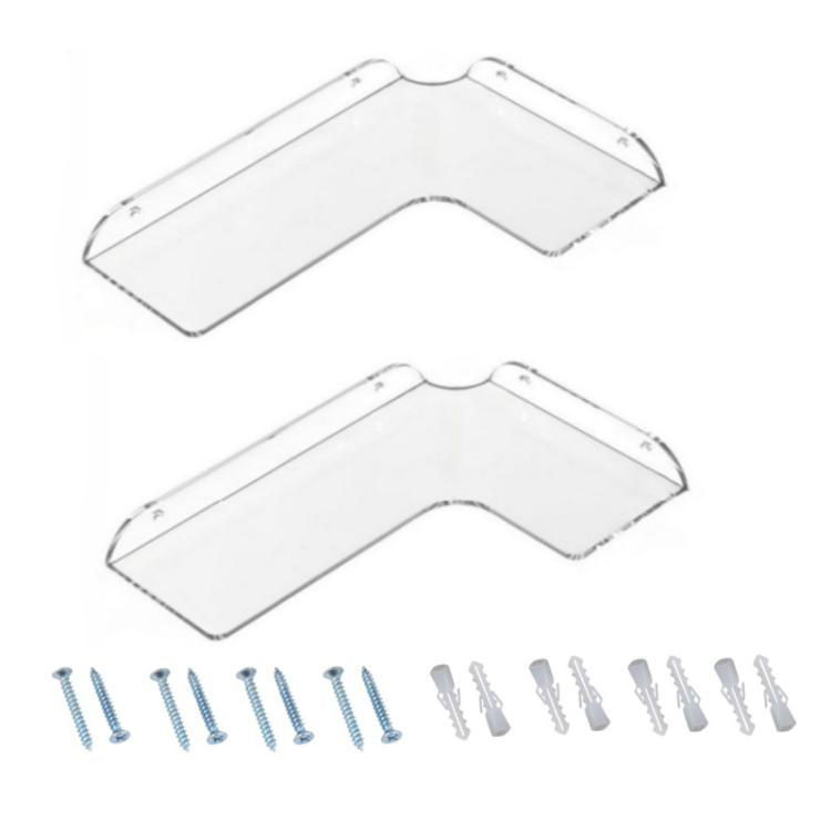 Acrylic Corner Wall Mounted Shelf For Bathroom, Kitchen & Office, Spec: Double