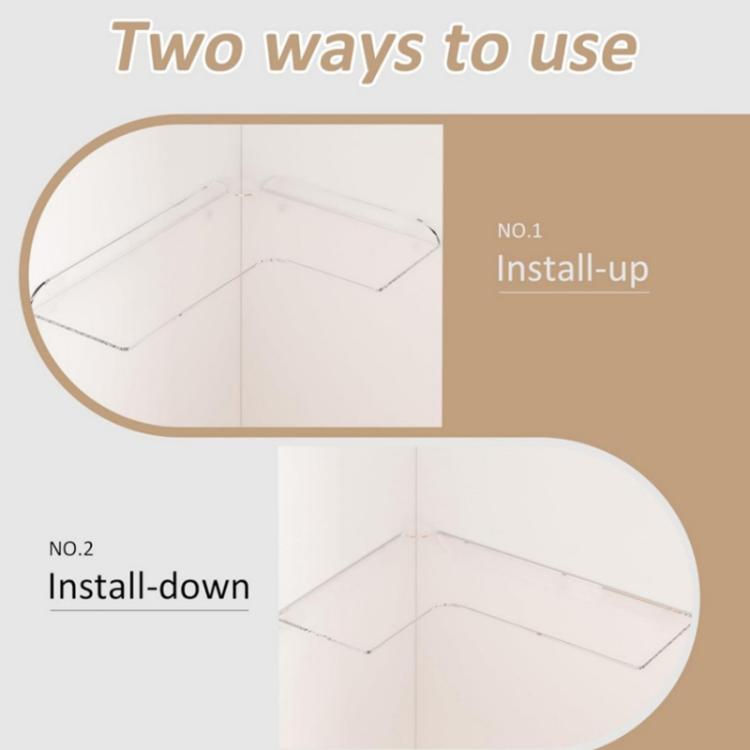 Acrylic Corner Wall Mounted Shelf For Bathroom, Kitchen & Office, Spec: Double