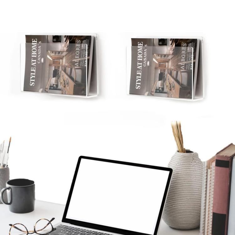Acrylic Magazine & Book Wall-Mounted Rack For Living Room Office, Spec: Double