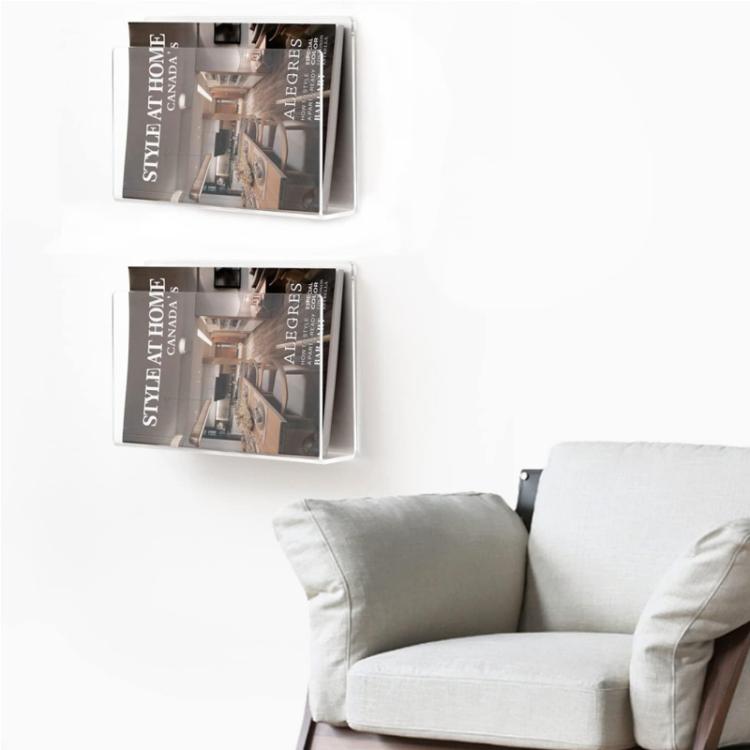 Acrylic Magazine & Book Wall-Mounted Rack For Living Room Office, Spec: Double
