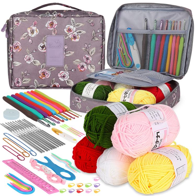59pcs /Set DIY Crochet Yarn Knitting Tool Kit Set - Rose