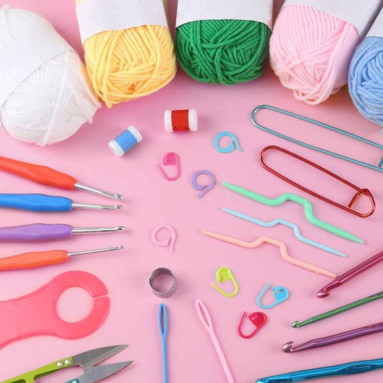 59pcs /Set DIY Crochet Yarn Knitting Tool Kit Set - Rose