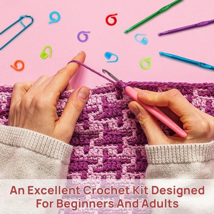 59pcs /Set DIY Crochet Yarn Knitting Tool Kit Set - Rose