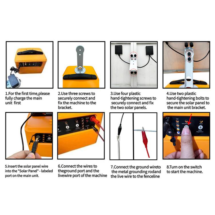 TYN20 Solar-Powered Livestock Electric Fence Energizer For Ranch Protection US Plug