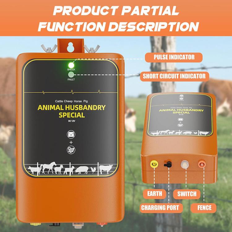TYN10 Solar-Powered Livestock Electric Fence Charger Pulse Electric Fence Energizer US Plug
