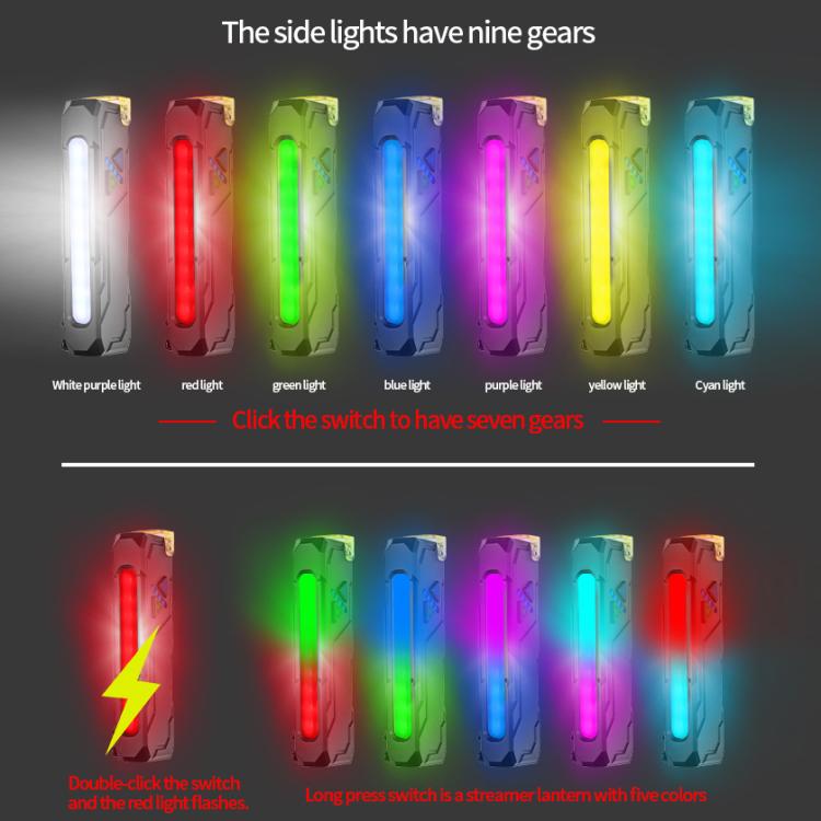 RGB Color-Changing Multi-Functional EDC Flashlight With Magnet - Black