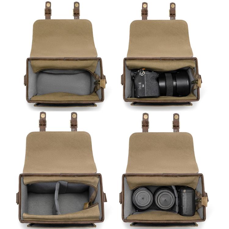 Cwatcun D181 Retro Single Shoulder Camera Bag Casual Mirrorless / DSLR Camera Canvas Bag, Color: Small Brown