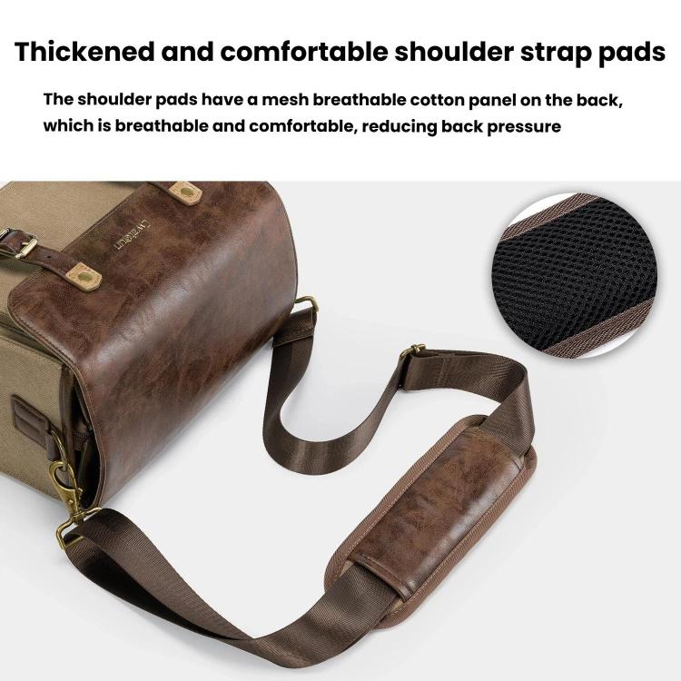 Cwatcun D181 Retro Single Shoulder Camera Bag Casual Mirrorless / DSLR Camera Canvas Bag, Color: Small Brown