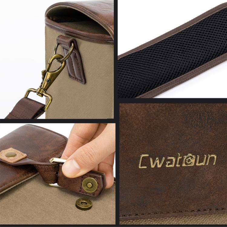 Cwatcun D181 Retro Single Shoulder Camera Bag Casual Mirrorless / DSLR Camera Canvas Bag, Color: Medium Brown