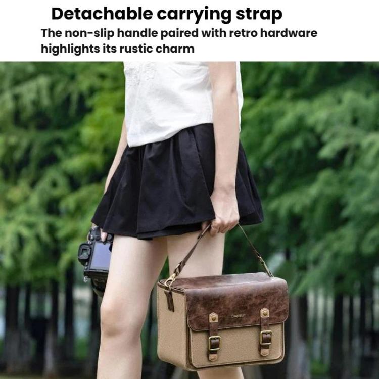 Cwatcun D181 Retro Single Shoulder Camera Bag Casual Mirrorless / DSLR Camera Canvas Bag, Color: Small Brown