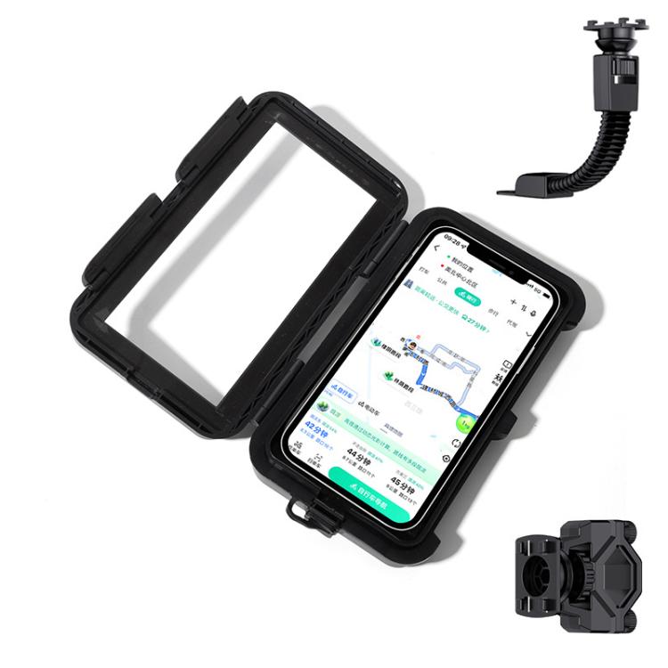 Fully Enclosed Waterproof Touchscreen-compatible Bicycle Motorcycle Phone Holder, Style: Rearview Mirror Mount 6.7 inches