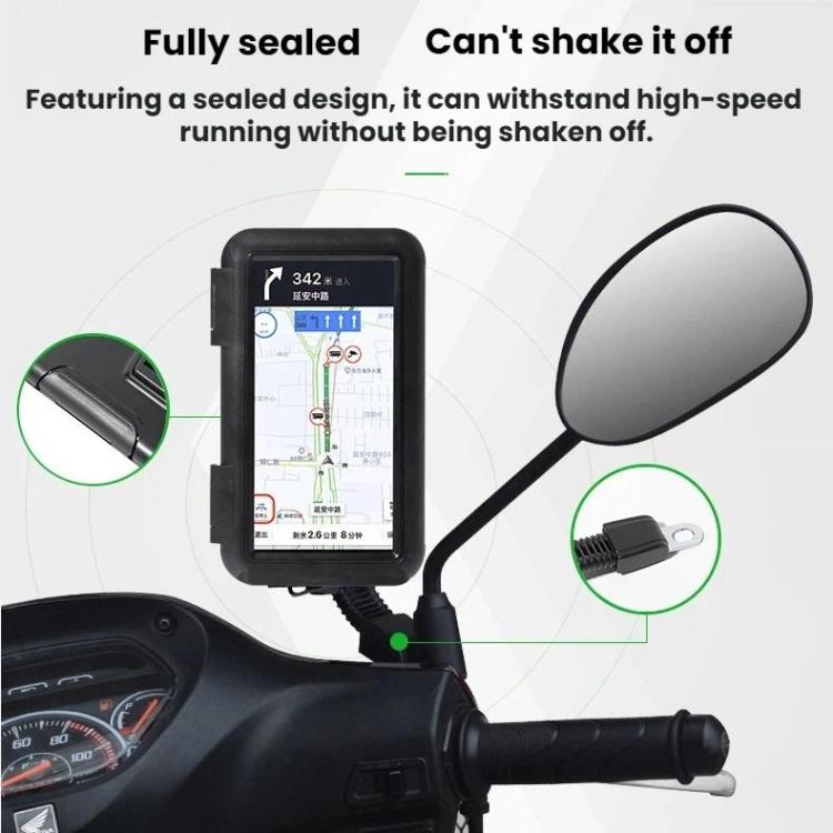 Fully Enclosed Waterproof Touchscreen-compatible Bicycle Motorcycle Phone Holder, Style: Handlebar Mount 7.4 inches